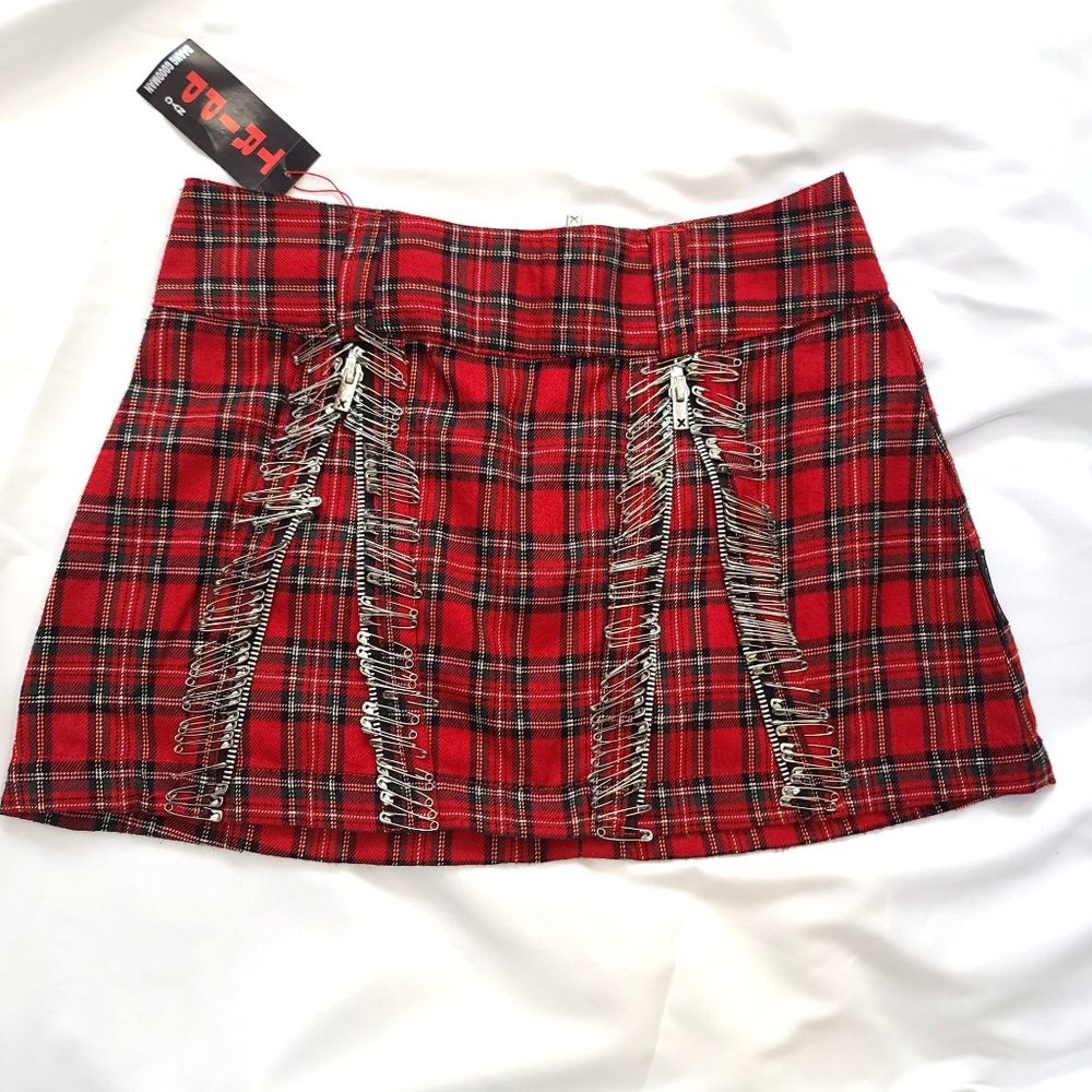 Vintage Tripp NYC Plaid Pleated Mini Skirt, Womens, Safety Pin Pleats, Size XS - Picture 1 of 6